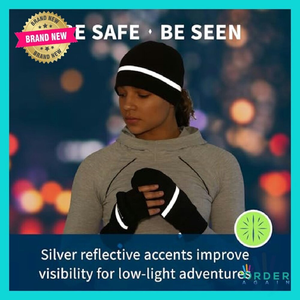 Convertible Running Mittens Reflective Accents Flip Top Magnetic Thumb Flap - Picture 4 of 8